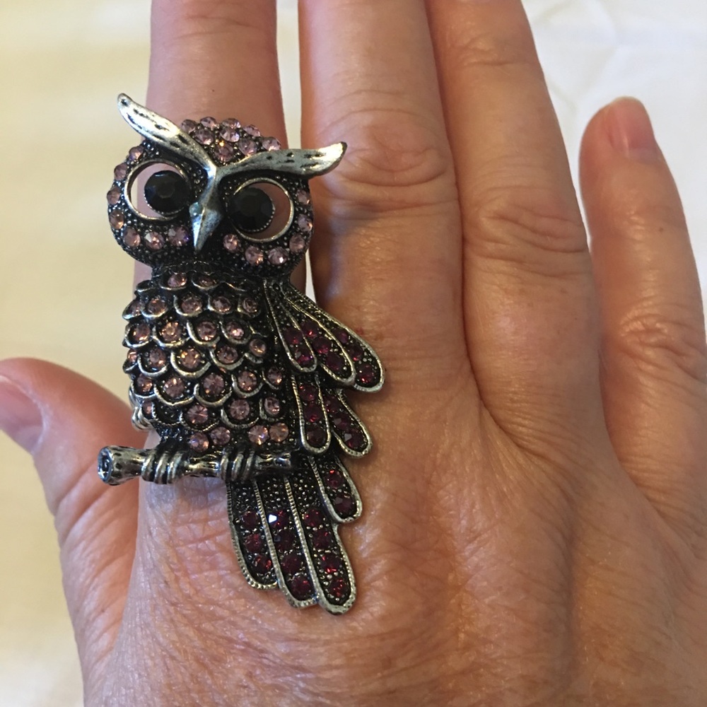 JW026 -Pewter OWL stretchy ring